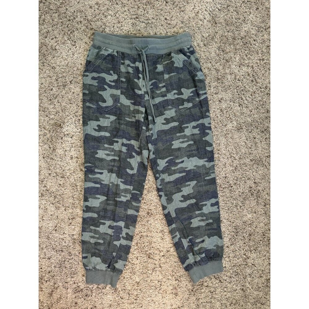 Womens Camo Jogger Pants Crop Ankle Linen Blend Casual Beach Travel Outdoor SM